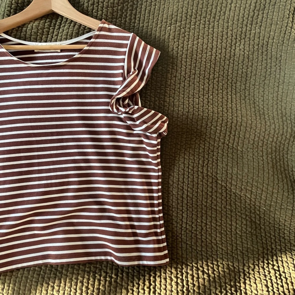 Cokluch Anemone Ruffle Sleeve Striped Top - Picture 4 of 5